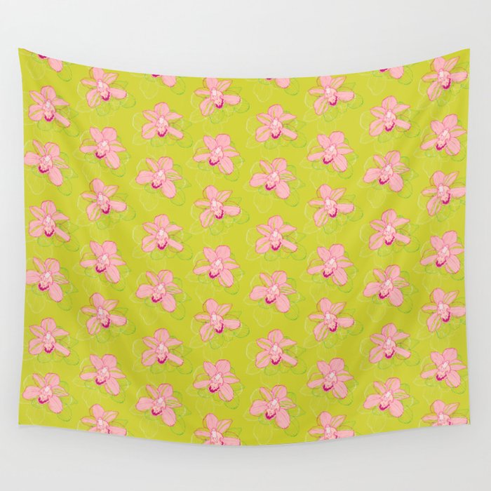 Lime Orchid Wall Tapestry