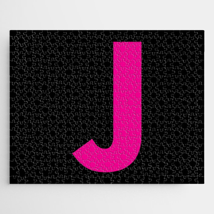 Letter J (Magenta & Black) Jigsaw Puzzle