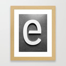 Vintage 3D sign letter E. Photo art. Black and white colored. Framed Art Print