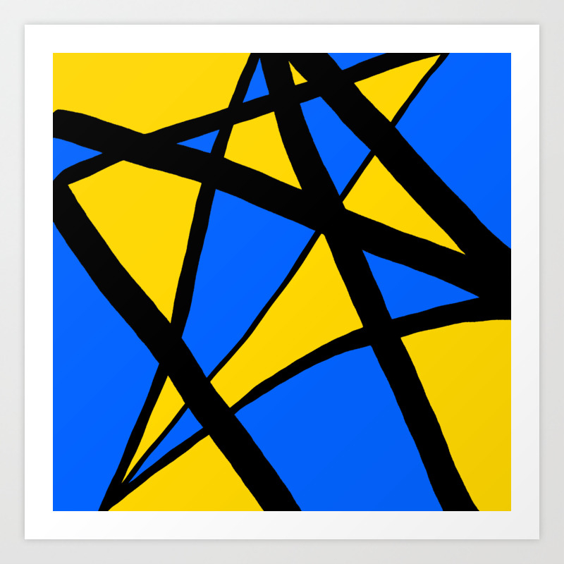 Yellow And Blue Triangles Abstract Art Print By Abstractcolor