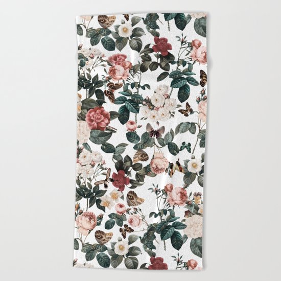 Floral and Butterflies II Beach Towel