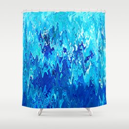 Drippy Blue Paint Abstract Shower Curtain