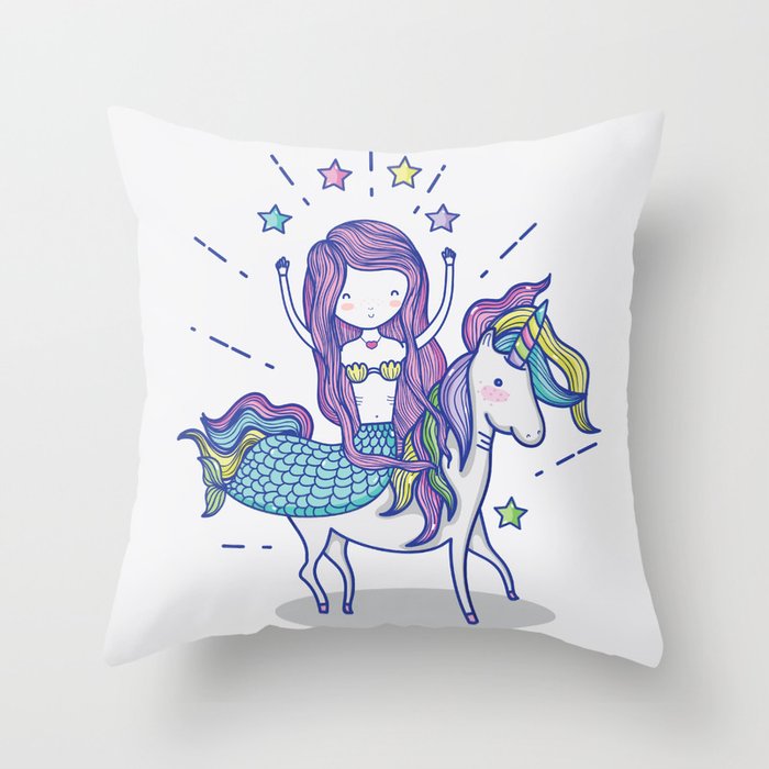 Mermaid top unicorn pillow