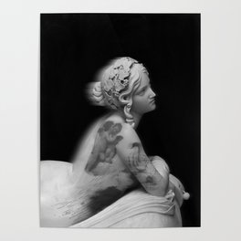 Unique Contemporary design Classic statue with modern tattoos Poster