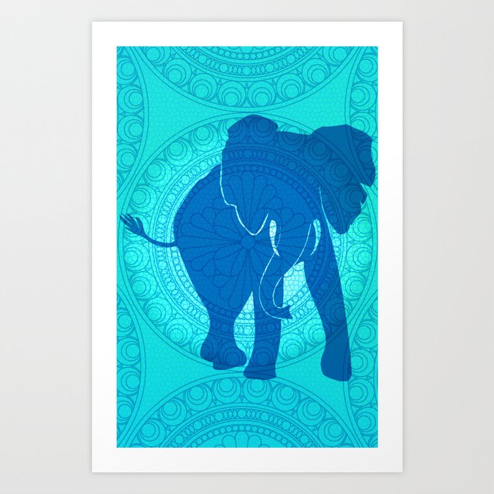 Turquoise Elephant  Art Print