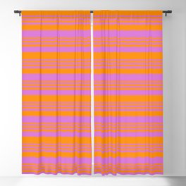 [ Thumbnail: Dark Orange and Orchid Colored Lines Pattern Blackout Curtain ]