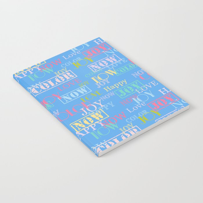Enjoy The Colors - Colorful modern abstract typography pattern on blue background Notebook