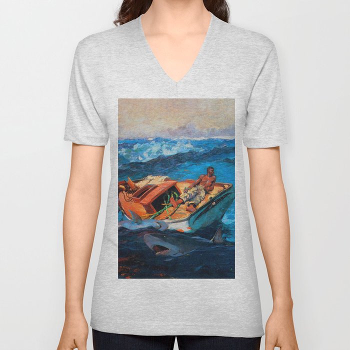 African American Masterpiece, At Any Cost, The Gulf Stream seascape landscape painting V Neck T Shirt