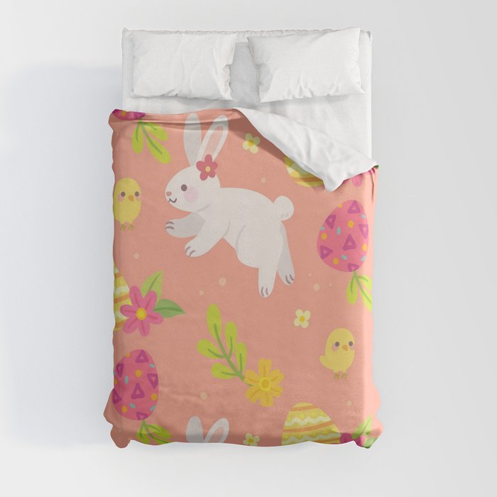Happy Easter Chicken And Rabbit Collection Duvet Cover