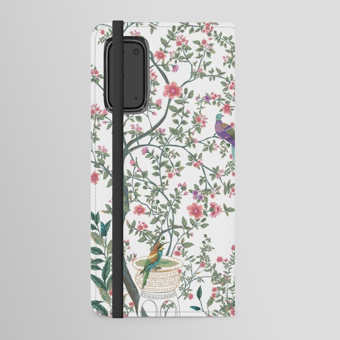 Chinoiserie White Fresco Floral Garden Birds Oriental Botanical Android Wallet Case