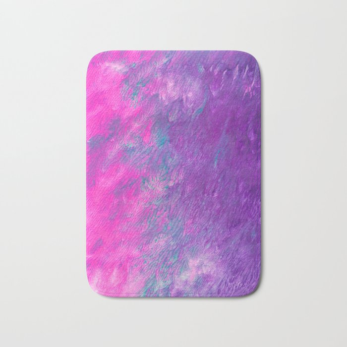 Abstract Girly Painting with Pink, Purple and Teal Bath Mat