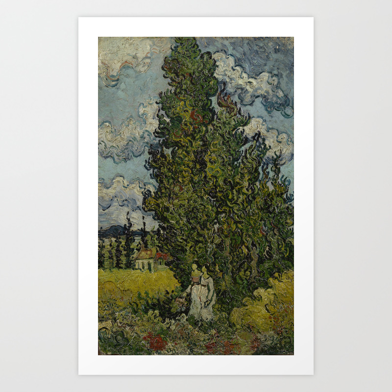 Cypresses And Two Women Art Print By Vincentvangogh Society6