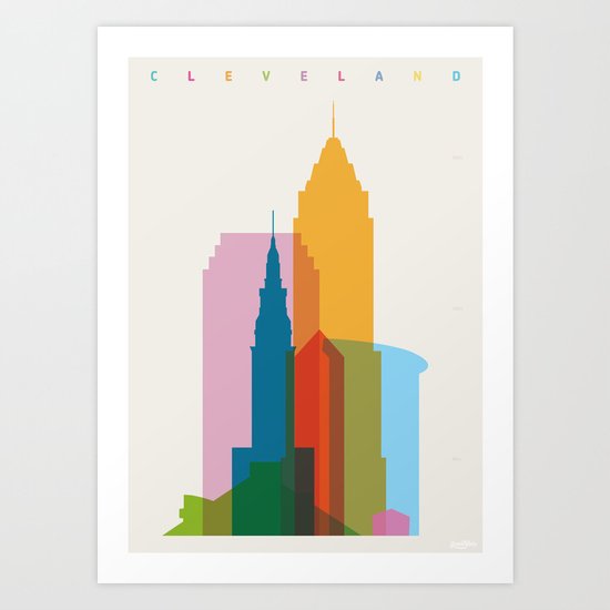 Shapes of Cleveland accurate to scale Art Print