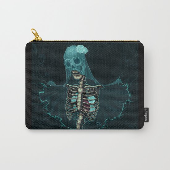 Skeleton with veil and white roses Carry-All Pouch