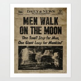 Men Walk on the Moon 1969 newspaper Art Print