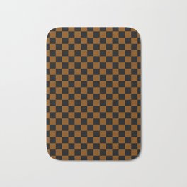 Black and Chocolate Brown Checkerboard Bath Mat