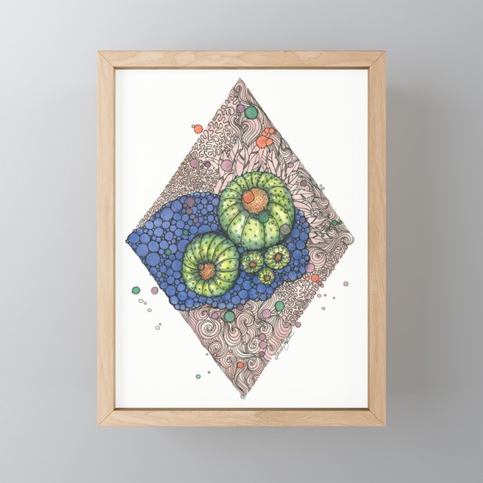 Cactus Purple Rocks Framed Mini Art Print