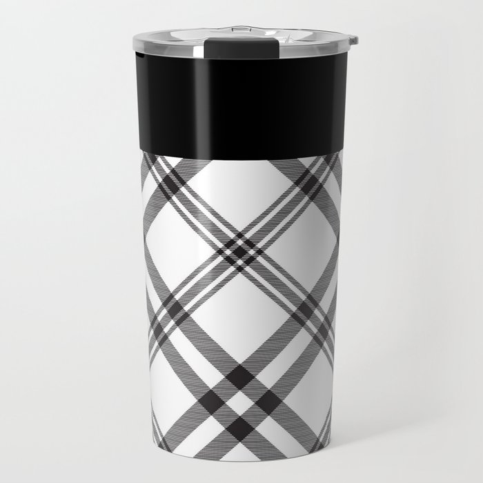 Black & White Simple Plaid Seamless Pattern Travel Mug