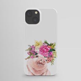 Flower Crown Baby Pig iPhone Case