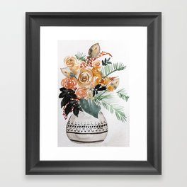 Boho Flowers in Vase Peach I Framed Art Print