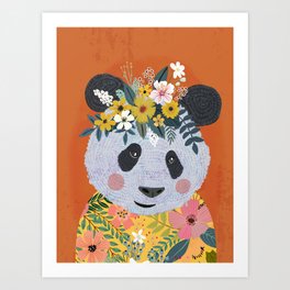 Panda Love Art Print | Tropical, Floral, Lil6Ers, Watercolor, Digital, Boho, Nursery, Animal, Oil, Bear 