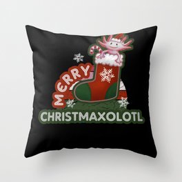 Merry Christmas Christmaxolotl Cute Axolotl Throw Pillow