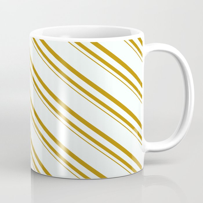 Mint Cream and Dark Goldenrod Colored Stripes Pattern Coffee Mug
