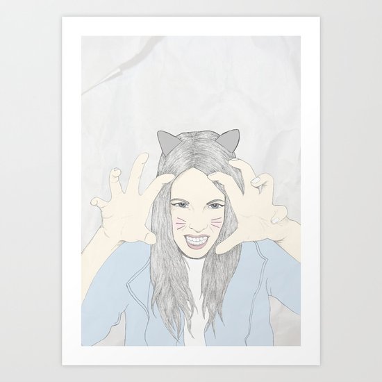 Cat girl Art Print