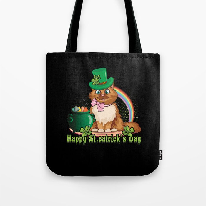 Cat St. Catricks Day Shamrock Saint Patrick's Day Tote Bag