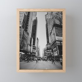 The busy streets of New York City | People crossing NYC crosswalk | Black and white travel photography Framed Mini Art Print