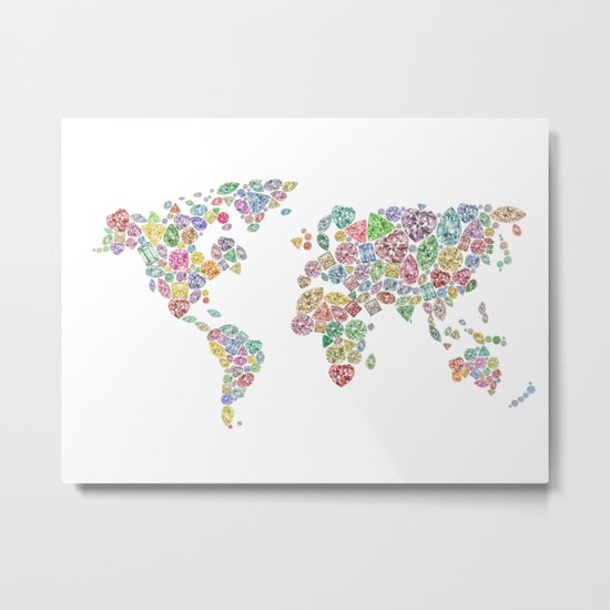 Diamonds World Map #3 Metal Print