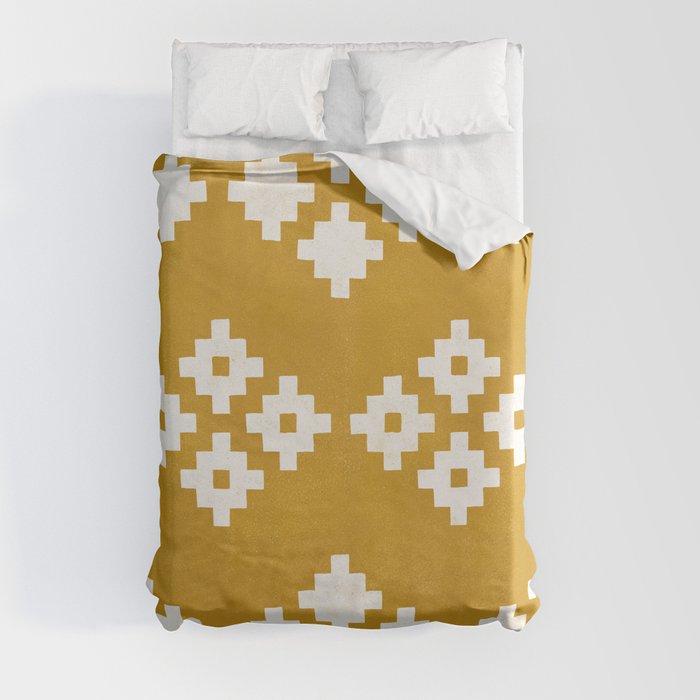Geometric Pattern | Yellow Background Duvet Cover