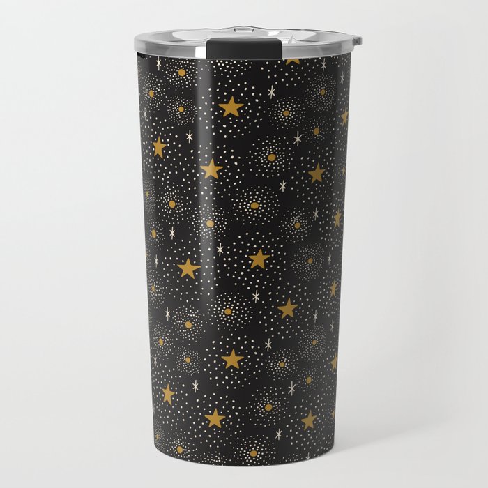 Stars Pattern on a Dark Background Travel Mug