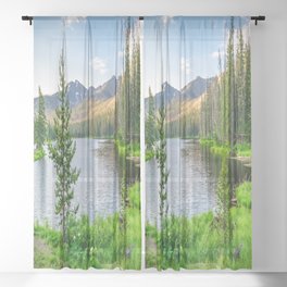 Yellowstone Sylvan Lake Landscape Print Sheer Curtain