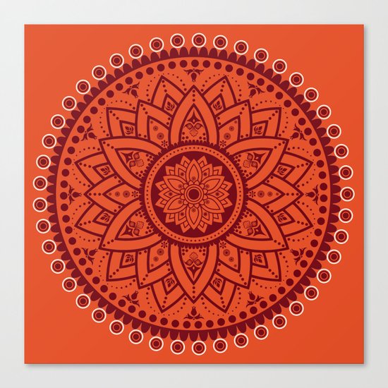 Cinnamon Spice Circle Flower Mandala Canvas Print