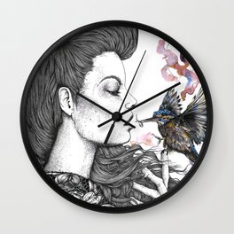 L'OISEAU ink illustration by ninette Wall Clock