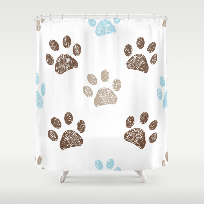 Blue And Brown Paw Print Shower Curtain By Gulsengunel Society6