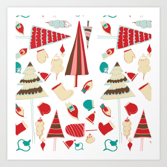Vintage Christmas White Art Print By Susycosta Society6