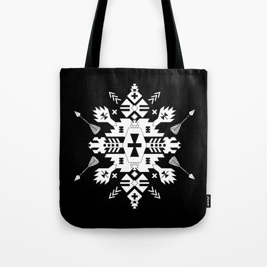 Black and White Ethnic Aztec Ornament Tote Bag