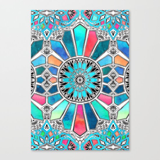 Iridescent Watercolor Brights on White Canvas Print