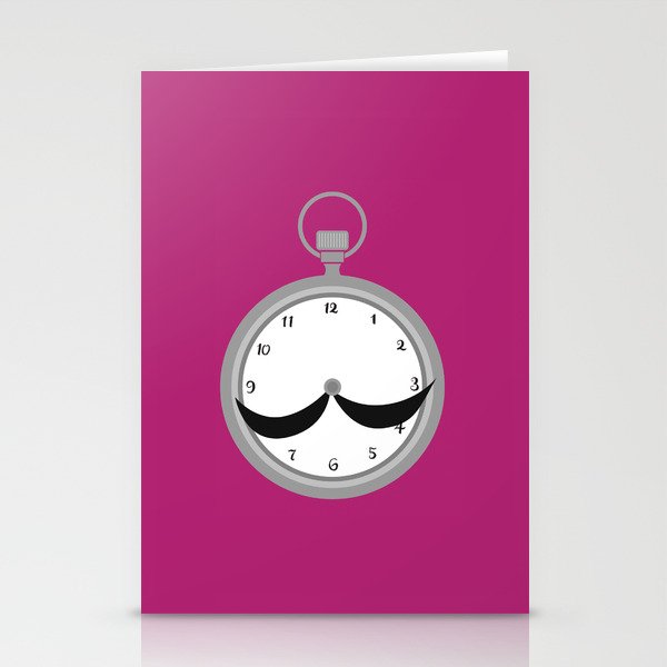 Mustache clock print Stationery Cards