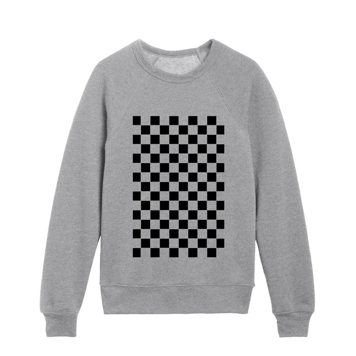 Classic Black and White Checker Print Kids Crewneck