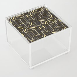 Vintage modern geometric tiles pattern. Golden lined shape. Abstract art deco seamless luxury background.  Acrylic Box