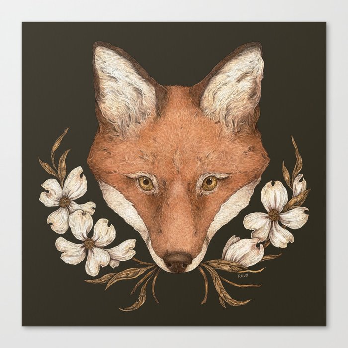 The Fox and Dogwoods Canvas Print