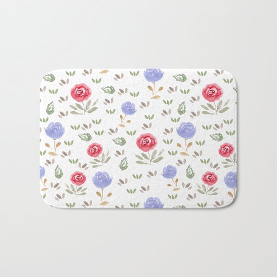 Watercolor . Floral pattern 3 Bath Mat