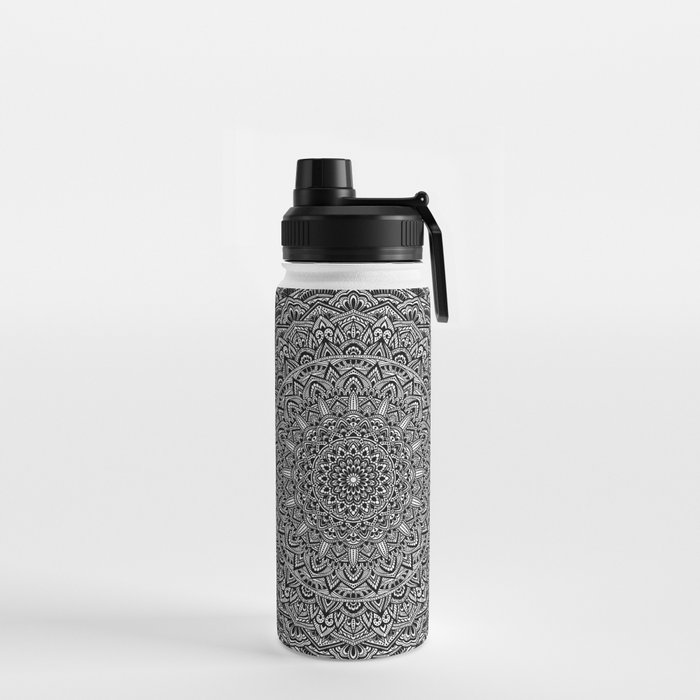 Zen Black and white Mandala Water Bottle