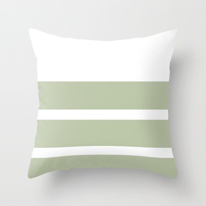 Simple stripes leaf green Throw Pillow