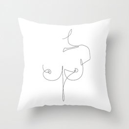 Boob Line / naked breast line drawing Throw Pillow