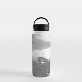 Mountains in the French alps art print- black and white landscape and travel photography Water Bottle