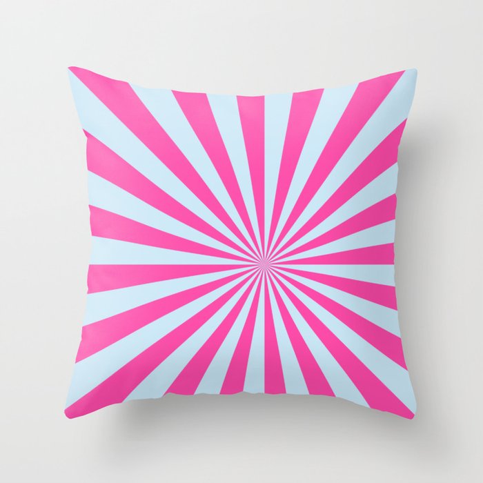 Sun Rays Print Pink and Blue  Throw Pillow
